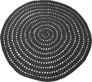 LABEL51 LABEL51 Pleciony dywanik, bawełniany, okrągły, 150 cm, czarny 1