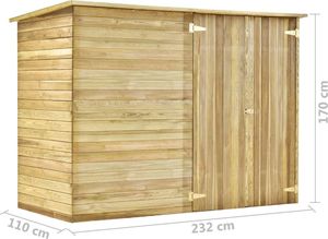 vidaXL Ogrodowa szopa na rowery, 232x110x170 cm, impregnowana sosna 9