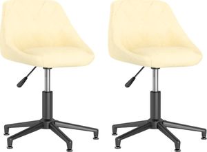 vidaXL Obrotowe krzesła stołowe, 2 szt., kremowe, obite aksamitem 1