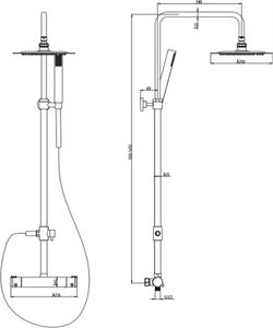 Zestaw prysznicowy vidaXL vidaXL Zestaw prysznicowy z deszczownicą i baterią termostatyczną JAVA 2