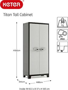 Szafa ogrodowa Keter Keter Szafa z półkami Titan, czarno-szara, 182 cm 7