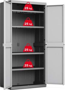 Szafa ogrodowa Keter Szafa z półkami Logico, XL, czarno-szara, 182 cm 6