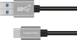Kabel USB Kruger&Matz USB-A - USB-C 1 m Czarny (KM1263) 1