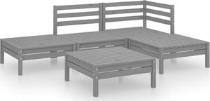 vidaXL 5-cz. zestaw mebli wypoczynkowych do ogrodu, szary, sosnowy 2