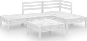 vidaXL 5-cz. zestaw wypoczynkowy do ogrodu, biały, drewno sosnowe 2