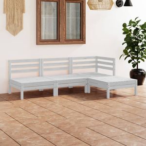 vidaXL 4-cz. zestaw wypoczynkowy do ogrodu, biały, drewno sosnowe 1