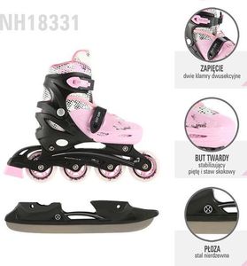 Rolki Nils Extreme NH18331 z wymienną płozą regulowane różowe r. 31-34 4