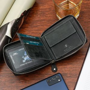 Beltimore Portfel skórzany zasuwany duży poziomy RFiD nubuk czarny Beltimore H01 5