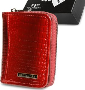 Beltimore Czerwony mały portfel damski skórzany lakierowany Beltimore A05 1