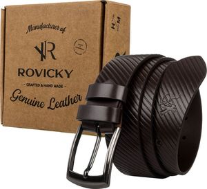 Rovicky Pasek męski handmade ze skóry naturalnej licowej tłoczony w pasy Rovicky 105 1