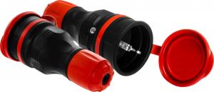 Plastrol Gniazdo pojedyncze z klapką hermetyczne IP44 rozbieralne, EXTREM; czarno-czerwone (W-01148) 2