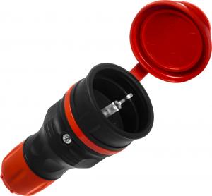 Plastrol Gniazdo pojedyncze z klapką hermetyczne IP44 rozbieralne, EXTREM; czarno-czerwone (W-01148) 4