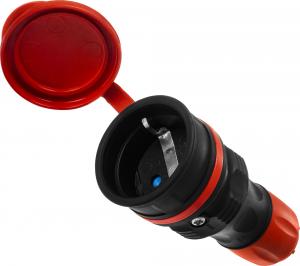 Plastrol Gniazdo pojedyncze z klapką hermetyczne IP44 rozbieralne, EXTREM; czarno-czerwone (W-01148) 5