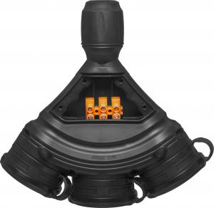 Plastrol Gniazdo trzykrotne z klapką hermetyczną; 3x2p+Z; IP54; EXTREM; rozberialne; czarny (W-01158) 5