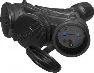 Plastrol Gniazdo trzykrotne z klapką hermetyczną; 3x2p+Z; IP54; EXTREM; rozberialne; czarny (W-01158) 9