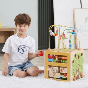 Viga Toys VIGA Activity Box Drewniane Edukacyjne Centrum Gier 5w1 kostka 5