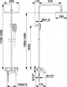 Zestaw prysznicowy KFA Logon 1-funkcyjna czarny (5136-915-81) 7