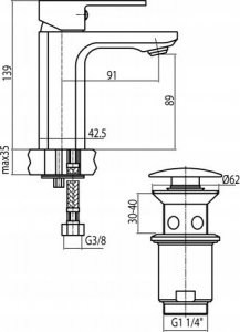 Bateria wannowa Valvex 2455810 BAT. LOFT GOLD WANNOWA BEZ NATRYSKU VALVEX // BV.2455810 8