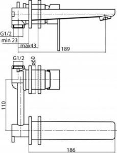 Bateria umywalkowa Valvex 2455980 BAT. LOFT BLACK UMYWALKA PODTYNKOWA VALVEX // BV/2455980 2