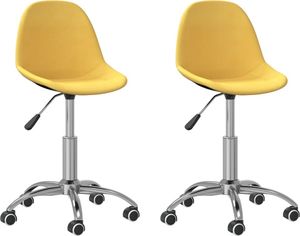 vidaXL Obrotowe krzesła stołowe, 2 szt., musztardowe, obite tkaniną 1
