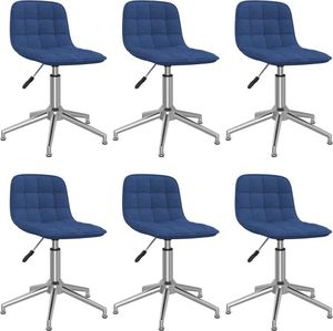 vidaXL Obrotowe krzesła stołowe, 6 szt., niebieskie, obite tkaniną 1