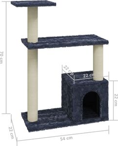 vidaXL Drapak dla kota z sizalowymi słupkami, ciemnoszary, 70 cm 6