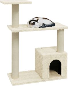 vidaXL Drapak dla kota ze słupkami sizalowymi, kremowy, 70 cm 3