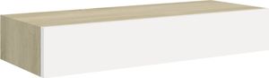 vidaXL Półka ścienna z szufladą, dąb i biel, 60 x 23,5 x 10 cm, MDF 2