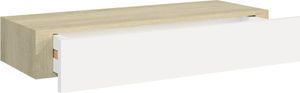 vidaXL Półka ścienna z szufladą, dąb i biel, 60 x 23,5 x 10 cm, MDF 7