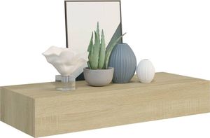 vidaXL Półki ścienne z szufladą, 2 szt., dąb, 60x23,5x10 cm, MDF 3