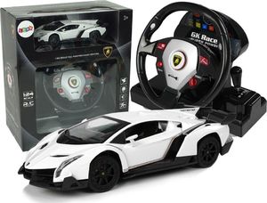 LeanToys Import LEANToys Auto Zdalnie Sterowane Lamborghini Veneno Biały 2,4 G Pilot Kierownica Dźwięk Światła 1