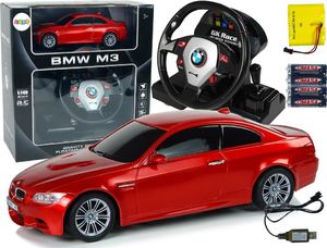 LeanToys Import LEANToys Auto Zdalnie Sterowane BMW M3 Czerwony 2,4 G Pilot Kierownica 1:18 Dźwięk Światła 1