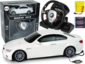 LeanToys Import LEANToys Auto Zdalnie Sterowane BMW M3 Białe 2,4 G Pilot Kierownica 1:18 Dźwięk Światła 1