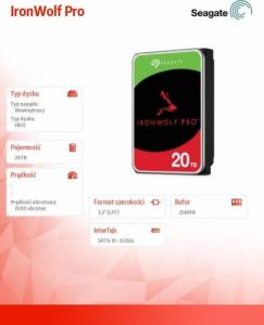 Dysk serwerowy Seagate IronWolf Pro 20TB 3.5'' SATA III (6 Gb/s)  (ST20000NE000) 3