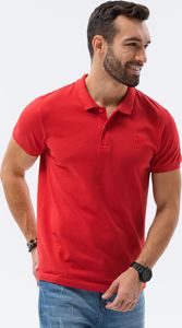 Ombre Koszulka męska polo klasyczna bawełniana S1374 - ciemnoczerwona S 1