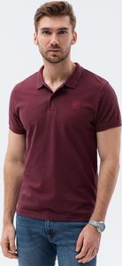 Ombre Koszulka męska polo klasyczna bawełniana S1374 - burgundowa L 1