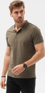 Ombre Koszulka męska polo klasyczna bawełniana S1374 - ciemnooliwkowy XL 1