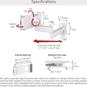 Uchwyt Barkan Uchwyt do Tabletu 7-12" Obrotowy Ścienny Podszafkowy Regulacja	 7