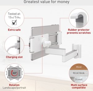 Uchwyt Barkan Uchwyt do Tabletu 7-12" Obrotowy Ścienny Podszafkowy Regulacja	 6