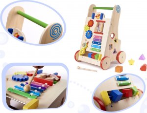 Pchacz chodzik drewniany kostka edukacyjna 6w1 7