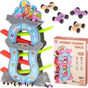 Huabiao Toys Zjeżdżalnia z parkingiem 5 pięter + 8 samochodów  (KX5978) 1