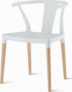 King Home Krzesło WISHBONE białe - polipropylen, drewno 1