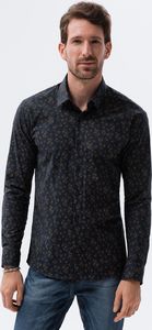 Ombre Koszula męska elegancka z długim rękawem K594 - ciemnogranatowa XL 1