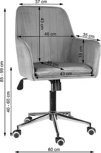 Szchara Krzesło TAPICEROWANE velvet szare do toaletki loft 3