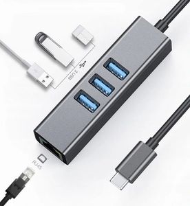 HUB USB Co2 Adapter HUB 3x USB-C + Ethernet RJ45 Gigabit 1000 MB 3
