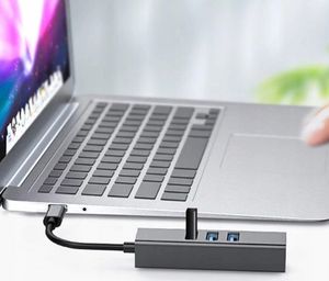 HUB USB Co2 Adapter HUB 3x USB-C + Ethernet RJ45 Gigabit 1000 MB 6
