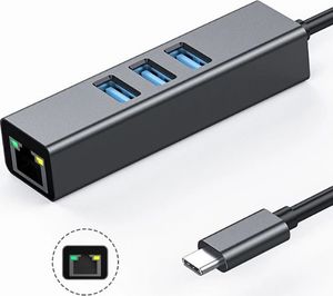 HUB USB Co2 Adapter HUB 3x USB-C + Ethernet RJ45 Gigabit 1000 MB 7