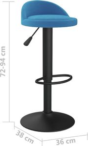 vidaXL Stołki barowe, 2 szt., niebieskie, obite aksamitem 9