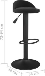 vidaXL Stołki barowe, 2 szt., czarne, obite aksamitem 9