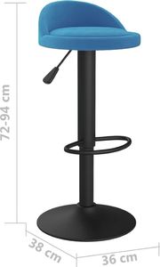 vidaXL Stołek barowy, niebieski, obity aksamitem 8